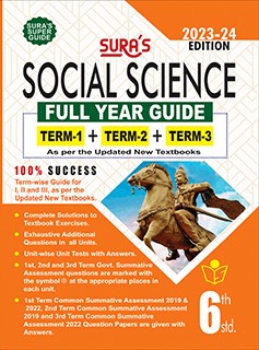 SURA`S 6th Standard Social Science Full Year Guide English Medium 2023-24 Latest Updated Edition