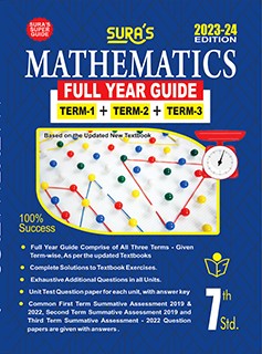 SURA`S 7th Standard Guide Mathematics Full Year English Medium 2023-24 Latest Updated Edition