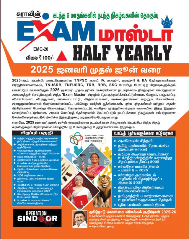 SURA`S Exam Master Half Yearly Magazine (Compilation of important events of last 6 months) Jan 2025 to Jun 2025