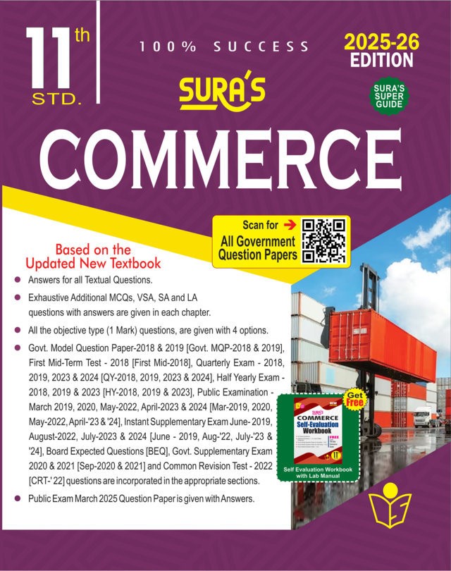 SURA`S 11th Standard Commerce Exam Guide  English Medium 2025-26 Edition