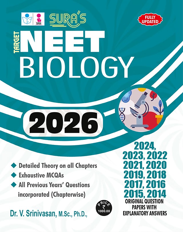 SURA`S TARGET NEET Biology (Self Preparation) Entrance Exam Book Study Materials with Original Question Papers Explanatory Answers 2026