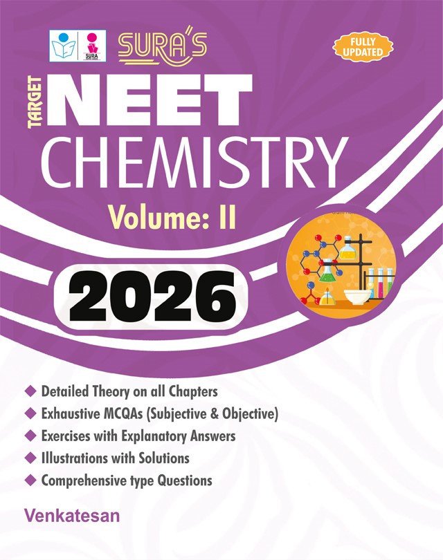 SURA`S TARGET NEET Chemistry Volume I & II (Self Preparation) Entrance Exam Book Study Materials with Original Question Papers Explanatory Answers 2026