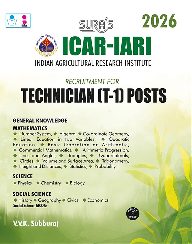 SURA`S ICAR-IARI Technician(T1) Posts Exam Book 2026 - Latest Edition