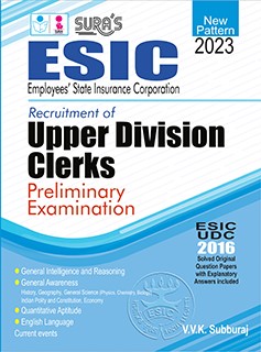 SURA`S ESIC UDC (Upper Division Clerks) Preliminary Exam Book in English Medium - Latest Edition 2023