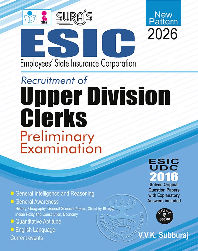 SURA`S ESIC UDC (Upper Division Clerks) Preliminary Exam Book in English Medium - Latest Edition 2026