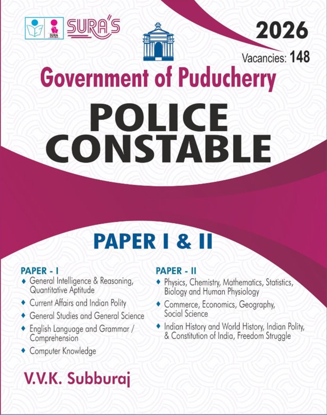 SURA`S Government of Puducherry POLICE CONSTABLE Exam book Guide English Medium 2026
