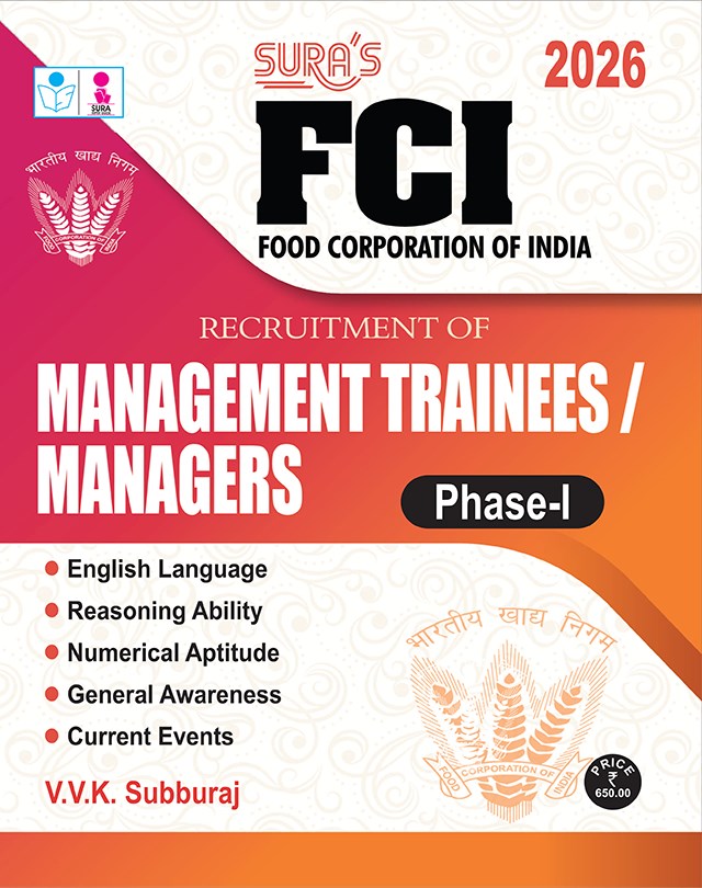 SURA`S FCI(Food Corporation of India) Management Trainees and Managers Phase - I Exam Book in English Medium - Latest Updated Edition 2026