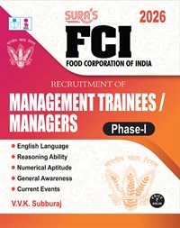 SURA`S FCI(Food Corporation of India) Management Trainees and Managers Phase - I Exam Book in English Medium - Latest Updated Edition 2026