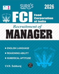 SURA`S Food Corporation of India ( FCI ) Manager Exam Books in English Medium - Latest Updated Edition 2026