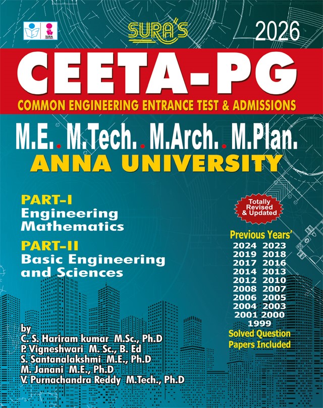 SURA`S CEETA-PG M.E,M.Tech,M.Arch,M.Plan Anna University Entrance Exam Book in English Medium 2026