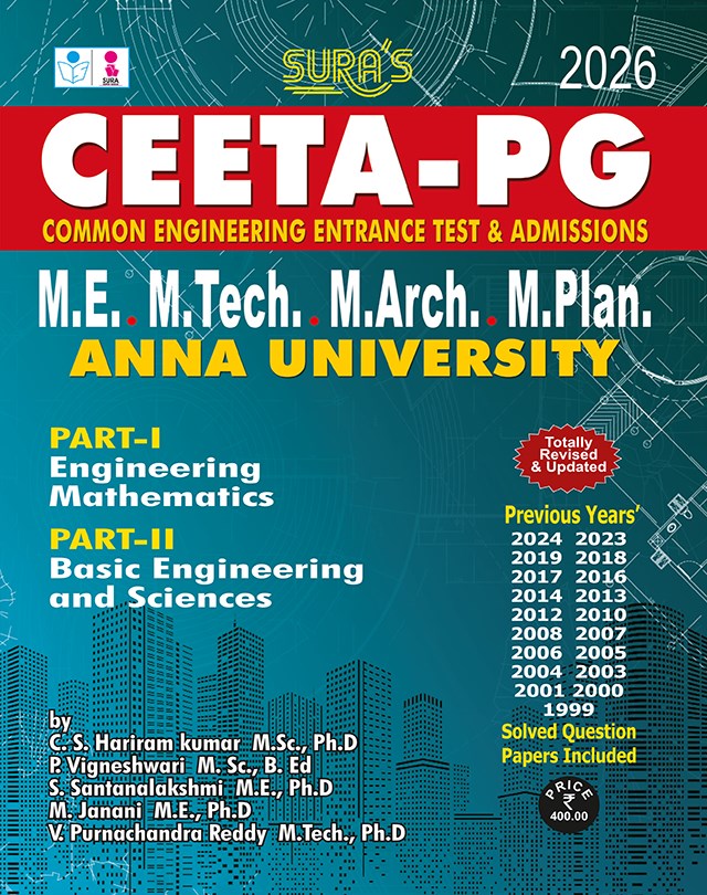 SURA`S CEETA-PG M.E,M.Tech,M.Arch,M.Plan Anna University Exam Book in English Medium - Latest Updated Edition 2026