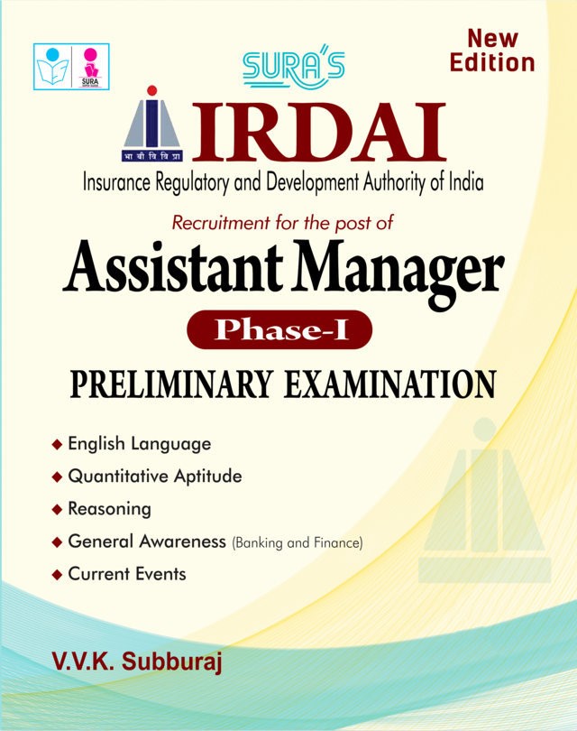 SURA`S IRDAI Assistant Manager Phase I Preliminary Exam Book English Medium - Latest Updated Edition 2025