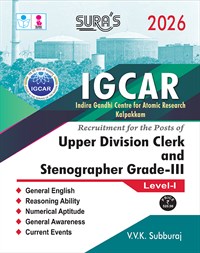 SURA`S IGCAR UDC Upper Division Clerk and Stenographer Grade-III Level-I Exam Book in English Medium - Latest Updated Edition 2026