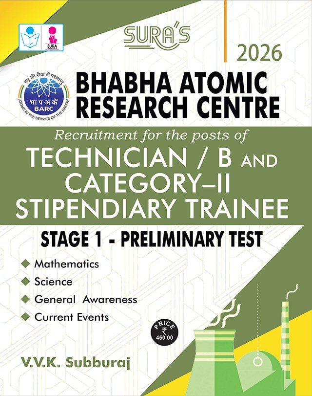 SURA`S Bhabha Atomic Research Centre(BARC)  Technician B and Category II Stipendiary Trainee  Stage 1 - Exam Books - Latest Updated Edition 2026