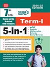 SURA`S 7th Standard 5-in-1 Term 1 Exam Guide in English Medium 2024-25 Edition
