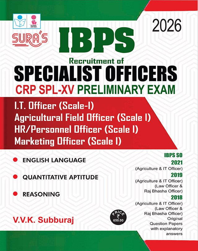 SURA`S IBPS SO Specialist Officers CRP SPL-XIII Preliminary Exam Book Guide I.T. Officer Scale I in English Medium 2026
