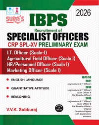 SURA`S IBPS SO Specialist Officers CRP SPL-XIII Preliminary Exam Book Guide I.T. Officer Scale I in English Medium 2026