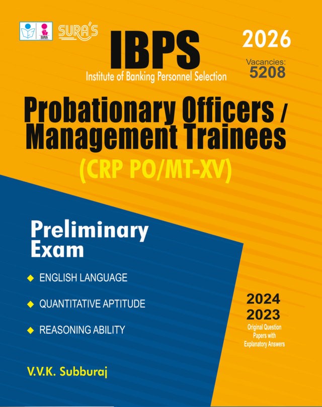 SURA`S IBPS CRP PO/MT-XV Probationary Officers / Management Trainees Preliminary Exam Book Guide in English Medium 2026