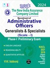 SURA`S The New India Assurance Company Limited Administrative Officers - Generalists and Specialists - Scale - I Phase - I Preliminary Exam Book Guide 2024