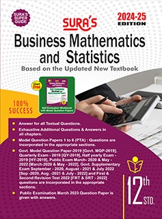 SURA`S 12th Std Business Mathematics and Statistics Volume 1 and 2 Exam Guide in English Medium 2024-25 Edition