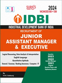 SURA`S IDBI Junior Assistant Manager & Executive Exam Book Guide in English Medium - Latest Updated Edition 2024