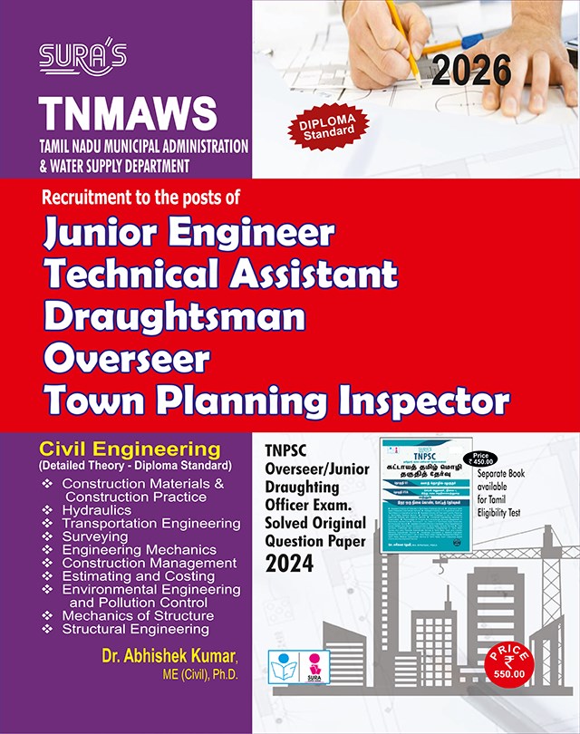 SURA`S TNMAWS Junior Engineer Technical Assistant Draughtsman Overseer Town Planning Inspector Civil Engineering Exam Book Guide 2026