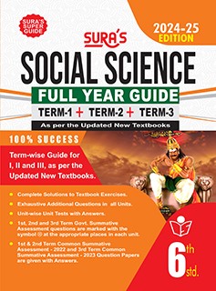 SURA`S 6th Standard Social Science Full Year Guide English Medium 2024-25 Latest Updated Edition
