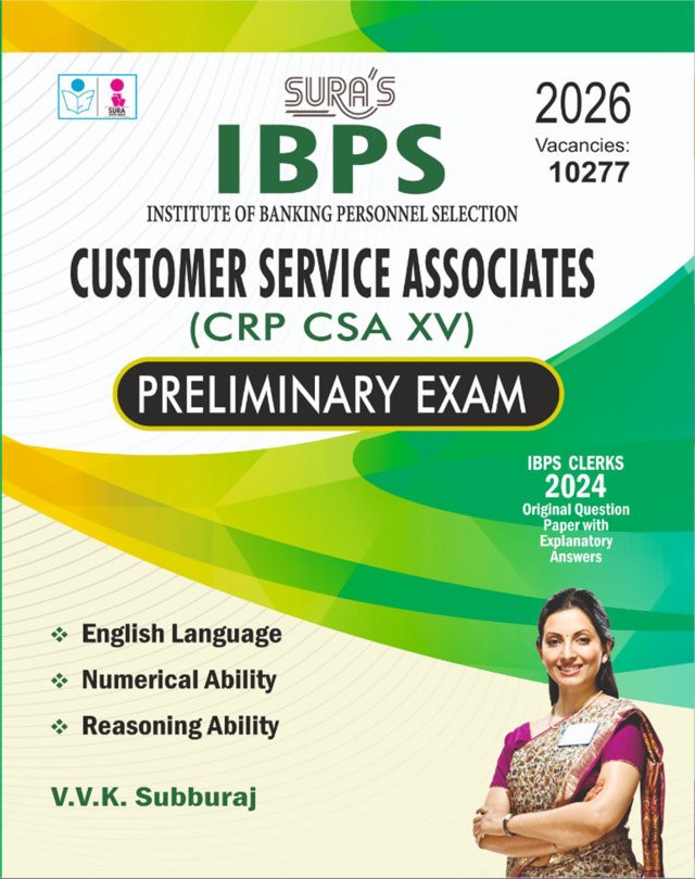 SURA`S IBPS Bank Customer Service Associates CRP CSA XV Preliminary Exam Book Guide in English Medium 2026