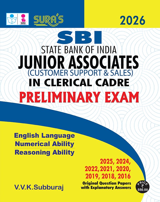 SURA`S SBI Junior Associates Customer Support & Sales in Clerical Cadre Preliminary Exam Book Guide English Medium 2026