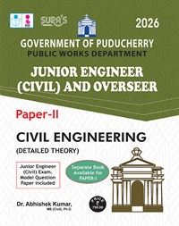 SURA`S Government of Puducherry PWD Junior Engineer (Civil) and Overseer Paper-II Exam Book Guide in English Medium 2026