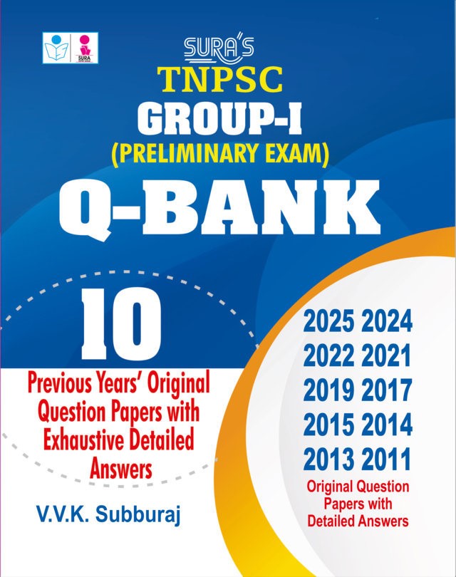 SURA`S TNPSC Group 1 Preliminary Exam Q-Bank Previous Years Original Question Papers with Explanatory Answers Guide English 2026