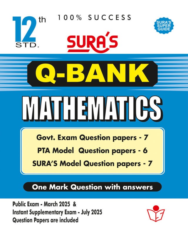 SURA`S 12th Std Q-Bank Mathematics Subject Exam Question Papers in English Medium - Latest Updated Edition 2025
