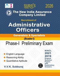 SURA`S The New India Assurance Company Limited Administrative Officers Generalists & Specialists Scale-I Phase-I Preliminary Exam Book Guide English 2026