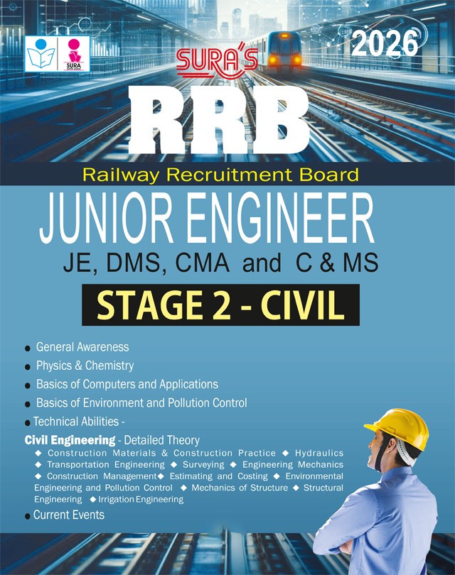 SURA`S RRB Junior Engineer JE,DMS,CMA and C & MS Stage 2 Civil Engineering Exam Book Guide English 2026