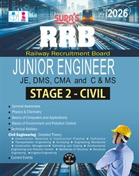 SURA`S RRB Junior Engineer JE,DMS,CMA and C & MS Stage 2 Civil Engineering Exam Book Guide English 2026