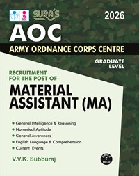 SURA`S Army Ordnance Corps Centre (AOC) Material Assistant (MA) Graduate Level Exam Book Guide in English Medium 2026