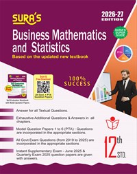 SURA`S 12th Std Business Mathematics and Statistics Exam Guide in English Medium 2026-27 Latest Updated Edition