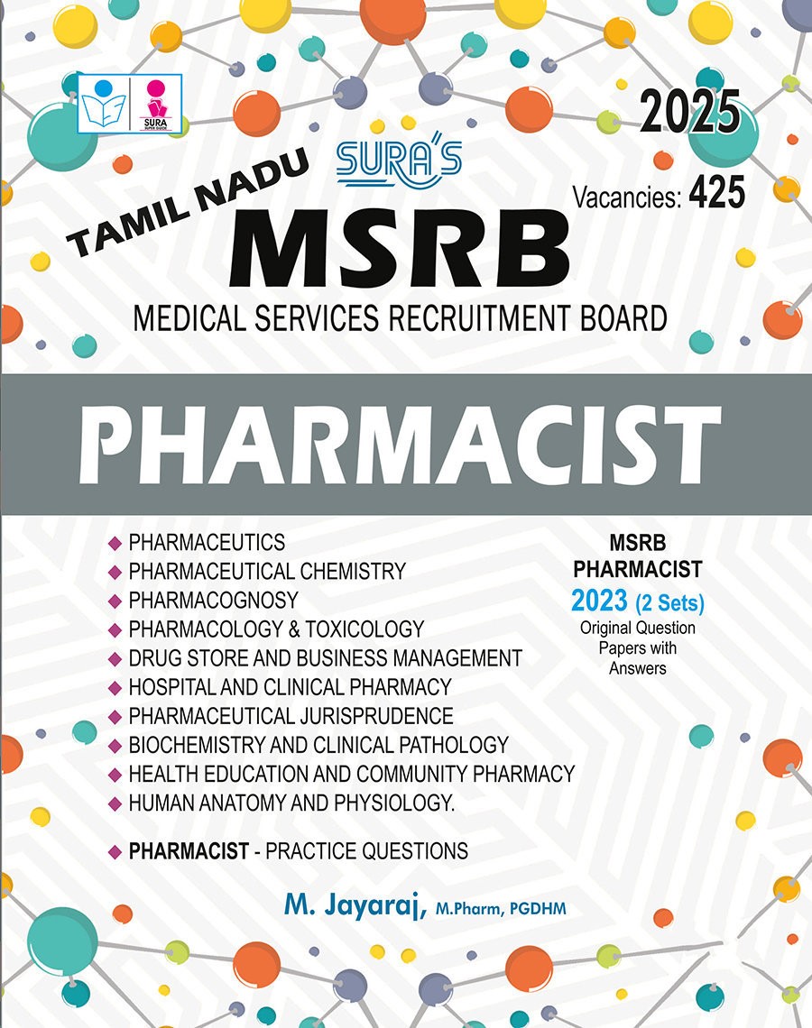 SURA`S Tamilnadu Medical Services Recruitment Board TN MSRB Pharmacist Exam Book Guide 2025