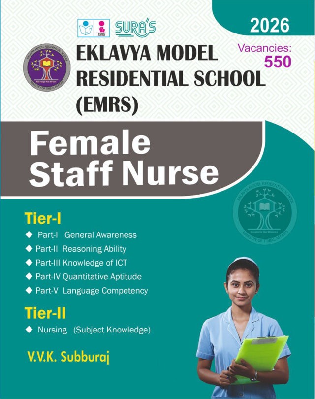 SURA`S Eklavya Model Residential School (EMRS) Female Staff Nurse Exam Book Guide - English Medium 2026