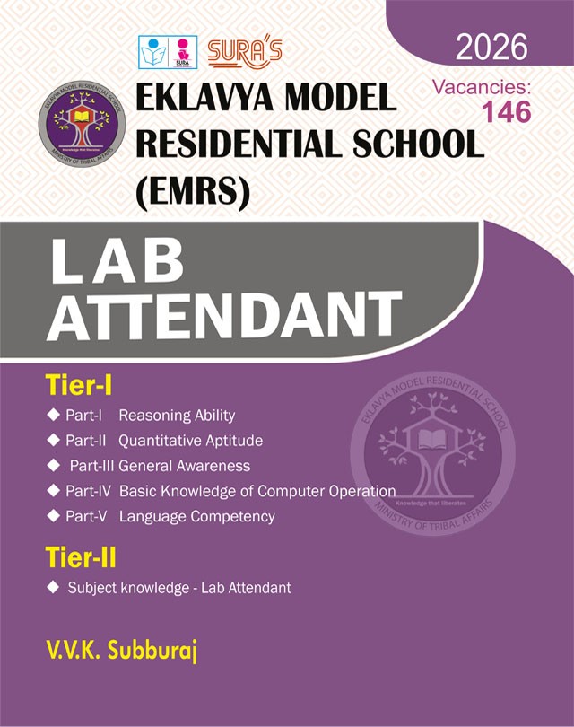 SURA`S Eklavya Model Residential School (EMRS) LAB ATTENDANT Tier - I and Tier II Exam Book Guide - English Medium Latest Updated Edition 2026