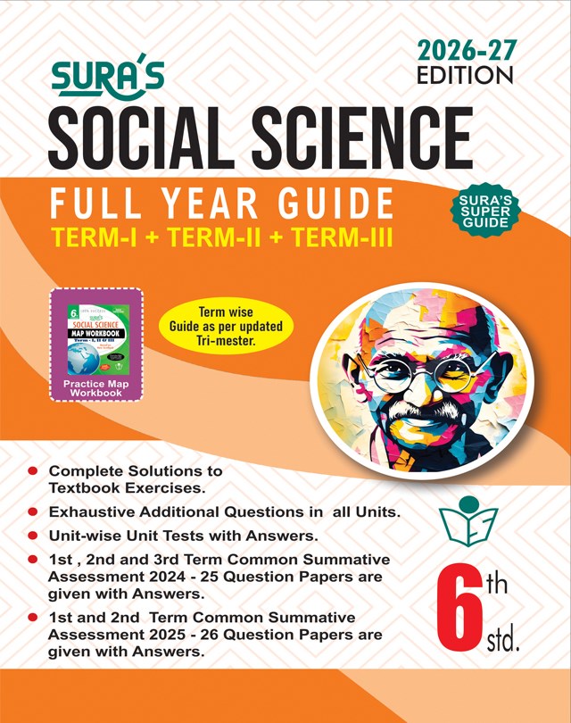 SURA`S 6th Standard Social Science Full Year Guide English Medium 2026-27 Latest Updated Edition