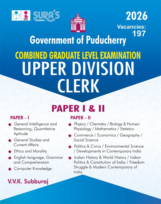 SURA`S Government of Puducherry Combined Graduate Level Examination (CGL) Upper Division Clerk (UDC) Paper I and II Exam Guide - Latest Updated Edition 2026