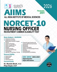 SURA`S AIIMS NORCET Nursing Officer Common Eligibility Test Exam Book Guide English 2026