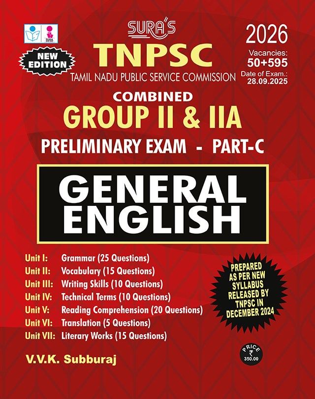 SURA`S TNPSC Combined Group II & IIA General English Preliminary Exam Part C Exam Book Guide 2026
