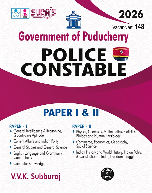 SURA`S Police Constable Exam Guide for Government of Puducherry, English Medium, Latest Edition 2026