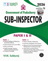 SURA`S Government of Puducherry Police Sub-Inspector (SI) Exam Book Guide in English Medium - Latest Updated Edition 2026