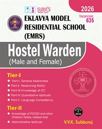 SURA`S Eklavya Model Residential School EMRS Hostel Warden Exam Guide Book, English Medium, Latest Edition, 2026