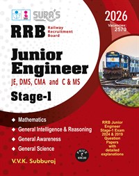 SURA`S RRB Junior Engineer JE,DMS,CMA and C & MS Stage - I Exam Guide - Latest Updated Edition 2026