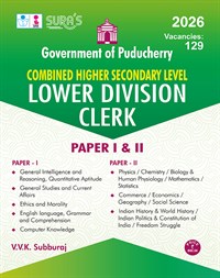 SURA`S Government of Puducherry Combined Higher Secondary Level (CHSL) Lower Division Clerk (LDC) Paper I and II Exam Guide - Latest Updated Edition 2026
