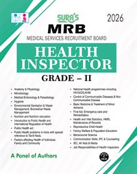 SURA`S MRB (Medical Services Recruitment Board) Health Inspector Grade - II Exam Guide 2026 - Latest Updated Edition